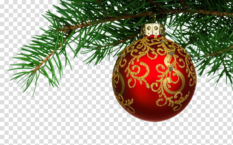 Xmas  Watchers, red and gold floral Christmas bauble illustration transparent background PNG clipart