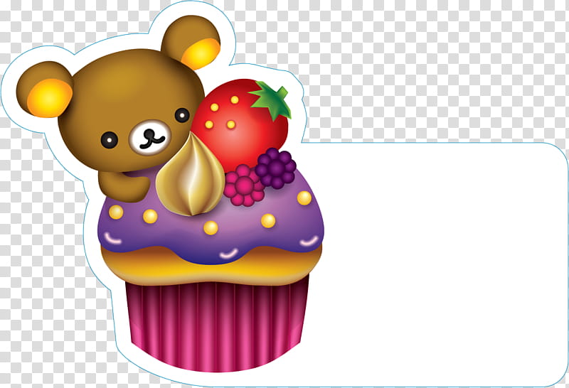 rilakkuma cupcake stickers, bear on cupcake illustration transparent background PNG clipart