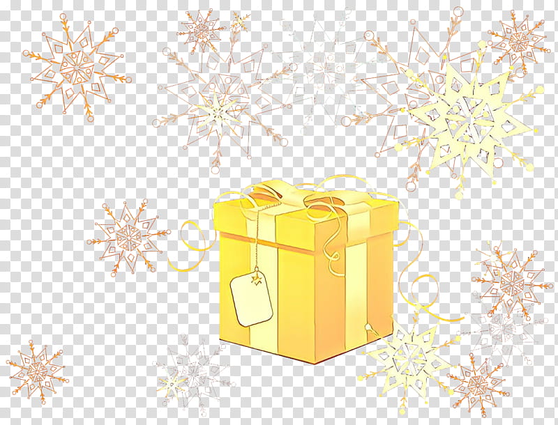 Snowflake, Cartoon, Yellow, Present, Gift Wrapping transparent background PNG clipart