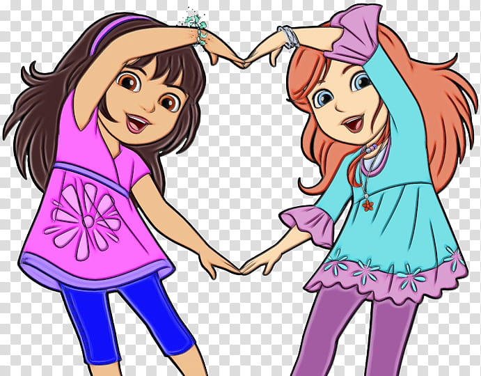 Cartoon Happy Friendship Day, Together, Cartoon, Animation, Girlfriend, Dora And Friends Into The City, Dora The Explorer, Interaction transparent background PNG clipart