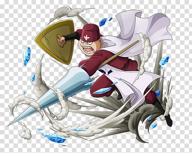 Speed Jiru th Commander of WhiteBeard Pirates, male character holding shield and weapon illustration transparent background PNG clipart