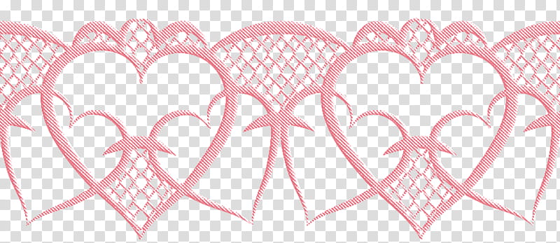 Valentine day lace, pink heart trim decor transparent background PNG clipart