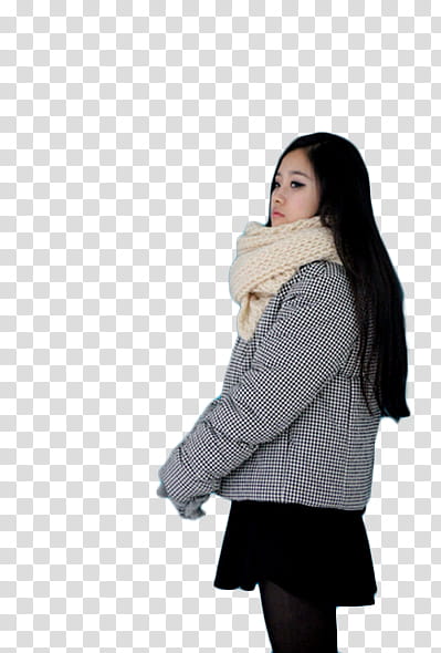Ulzzang Girl Baek Sumin Yuko, woman in grey jacket and white scarf transparent background PNG clipart