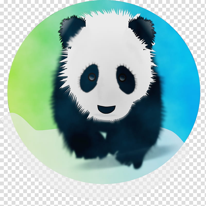 Panda, Watercolor, Paint, Wet Ink, Bear, Cartoon, Plate, Snout transparent background PNG clipart
