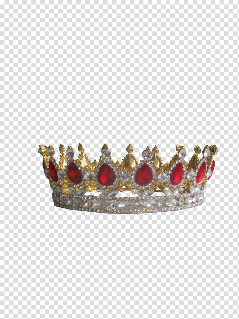 Ru, silver-and-gold-colored red stone crown transparent background PNG clipart