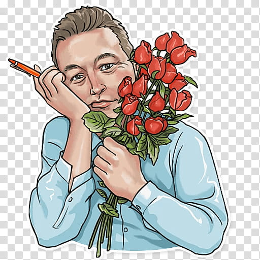 Floral Flower, Elon Musk, Sticker, Floral Design, Telegram, Vkontakte, Plant, Cartoon transparent background PNG clipart