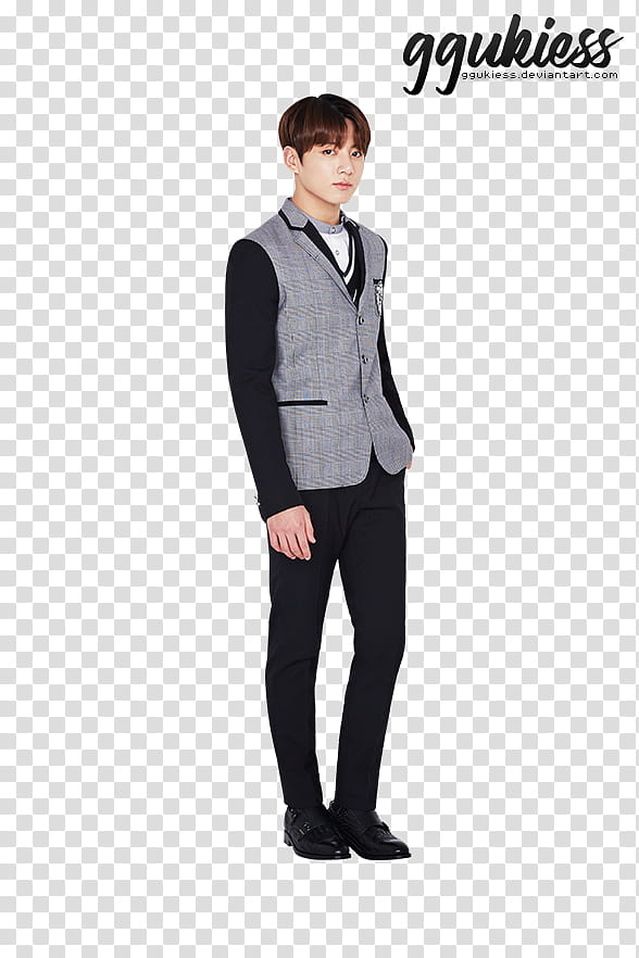 Jungkook BTS, women's black and white long sleeve dress transparent background PNG clipart