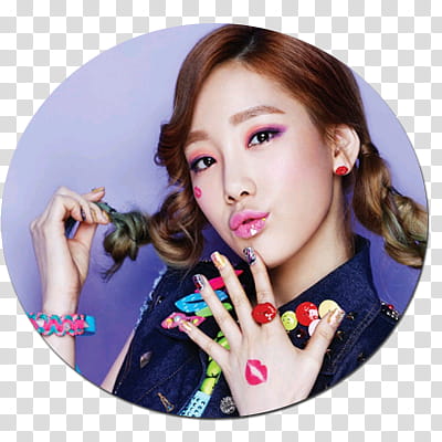 circulos KPOP, girl wearing blue vest doing duck face transparent background PNG clipart