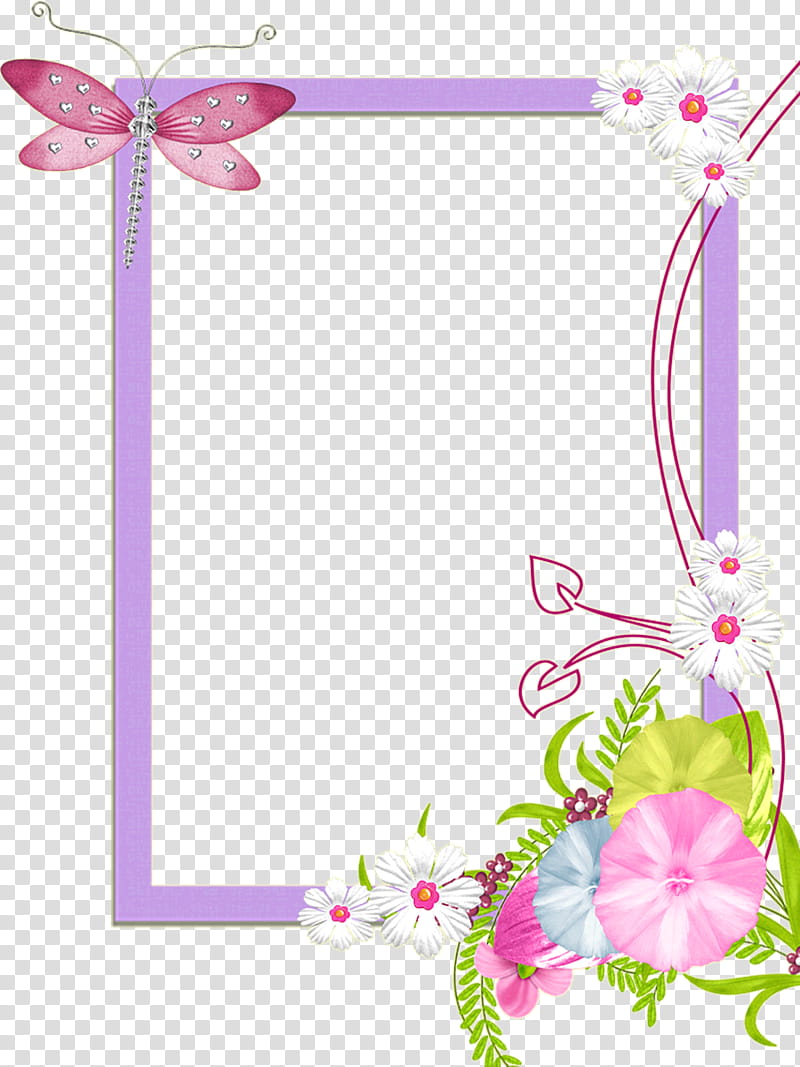 white and green floral border illustration transparent background PNG clipart