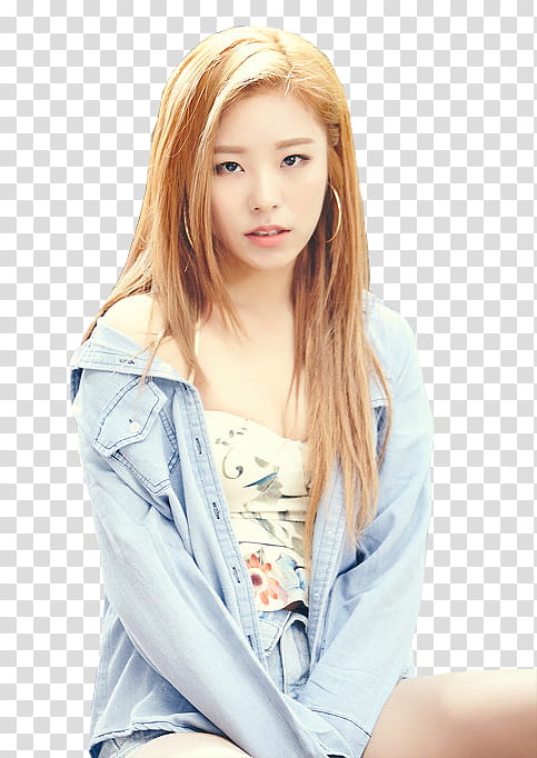 MAMAMOO, woman in blue denim jacket transparent background PNG clipart