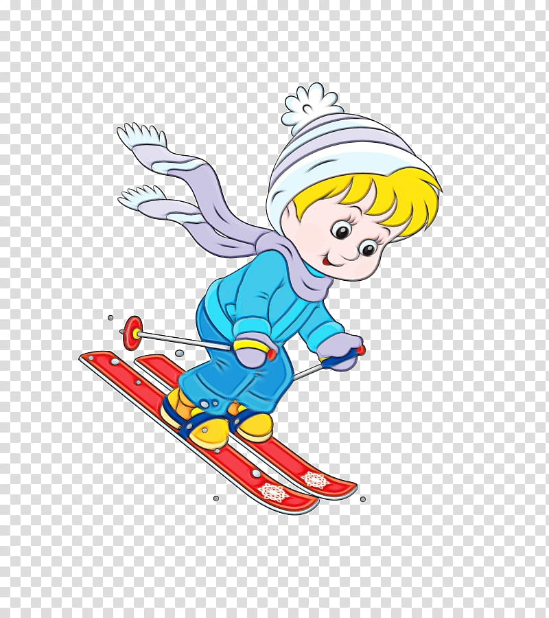 skier cartoon recreation sports equipment winter sport, Watercolor, Paint, Wet Ink, Skiing, Snowboard, Fictional Character transparent background PNG clipart