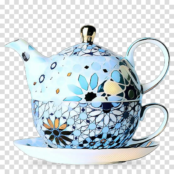 Vintage, Pop Art, Retro, Kettle, Teapot, Teaware, Teacup, Saucer transparent background PNG clipart