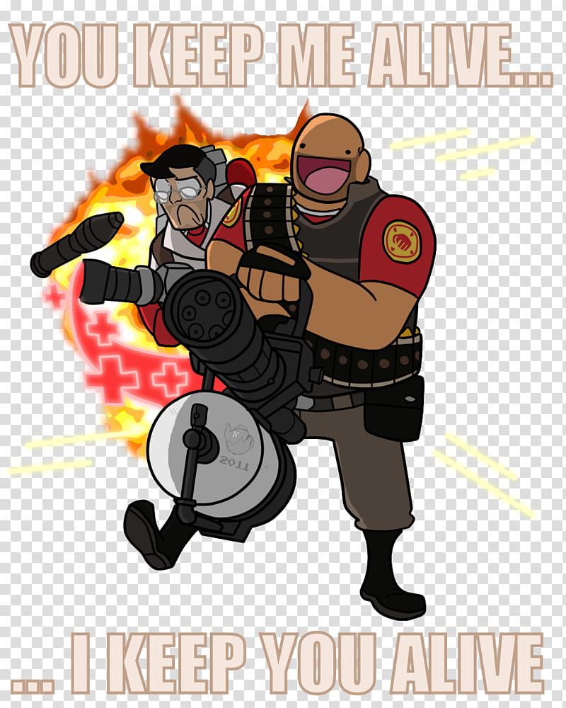 TF Medic Heavy spray, cartoon characters with text overlay transparent background PNG clipart