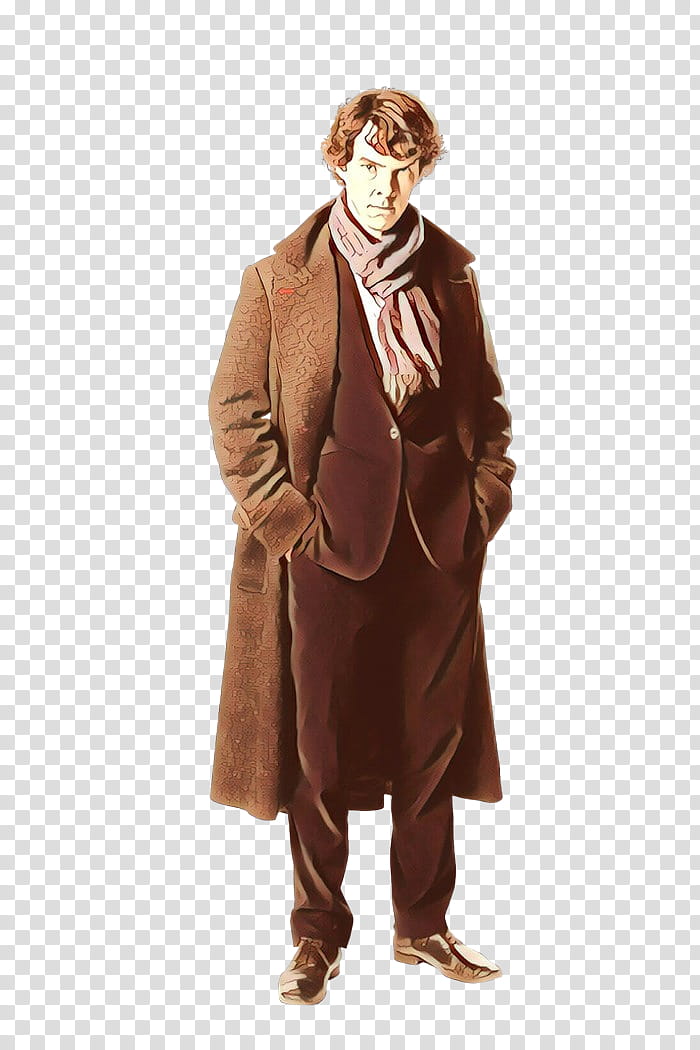 standing clothing brown male gentleman, Cartoon, Outerwear, Coat, Suit, Overcoat, Costume transparent background PNG clipart