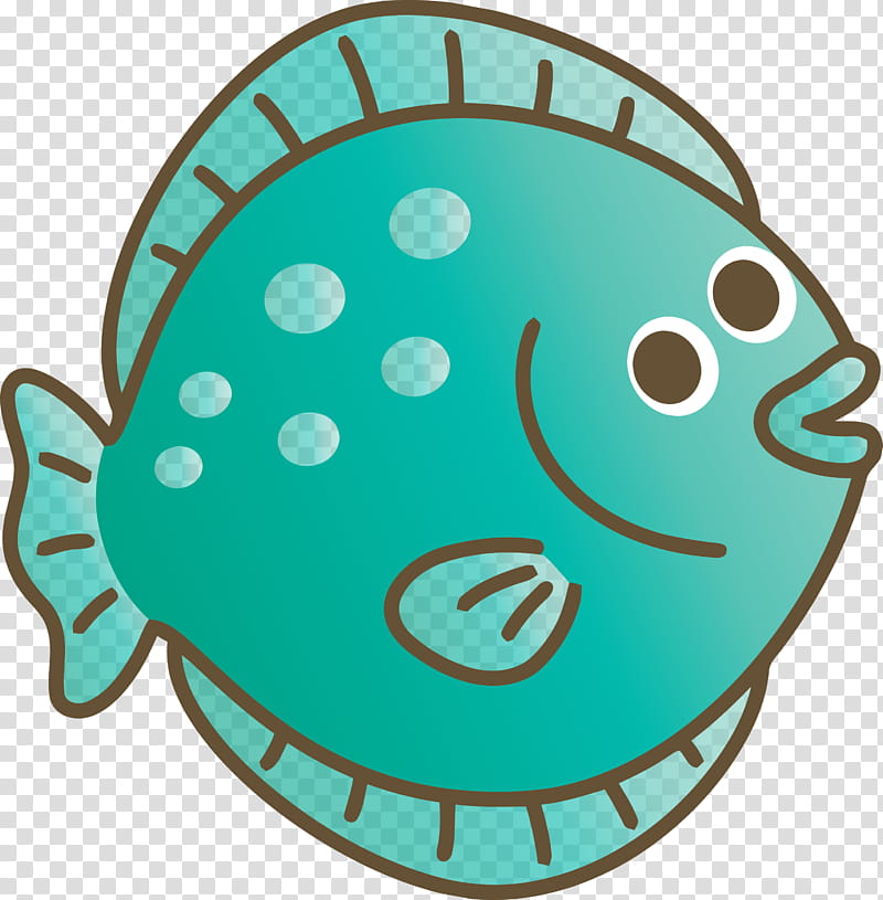 turquoise aqua turquoise fish fish, Flounder, Cartoon Flounder transparent background PNG clipart