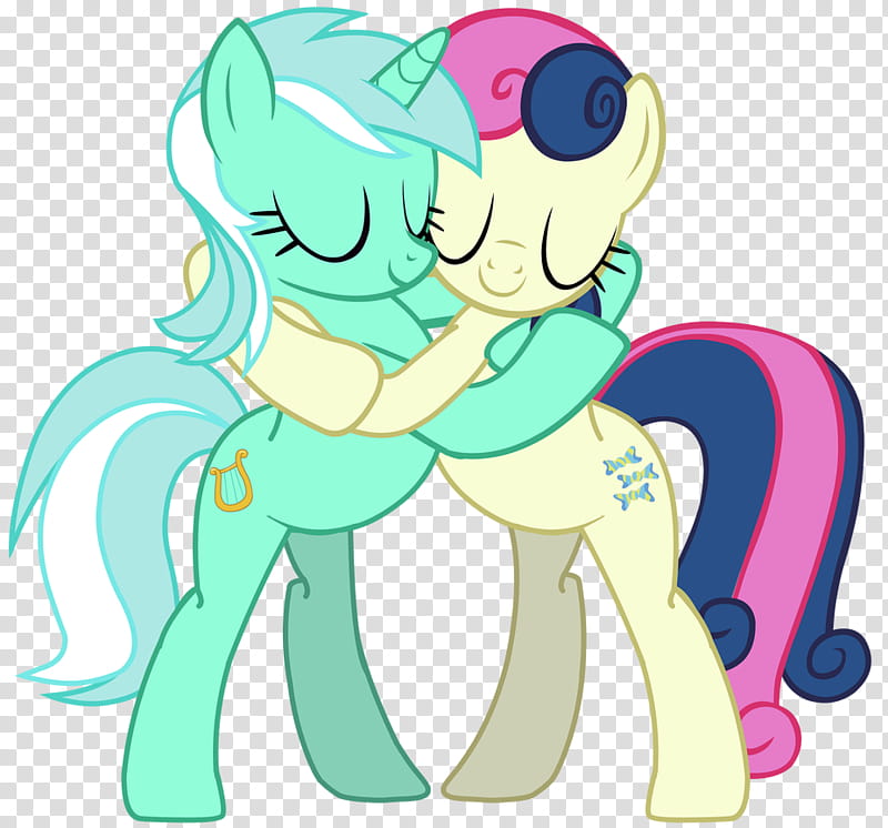 MLP Shipping, Lyra and Bon Bon Hugging transparent background PNG clipart