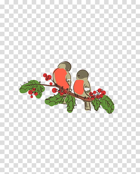 Christmas Resource , drawing of two birds on tree branch transparent background PNG clipart