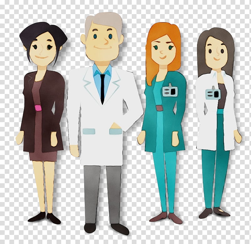 cartoon uniform job health care provider physician, Watercolor, Paint, Wet Ink, Cartoon, Team, Whitecollar Worker transparent background PNG clipart