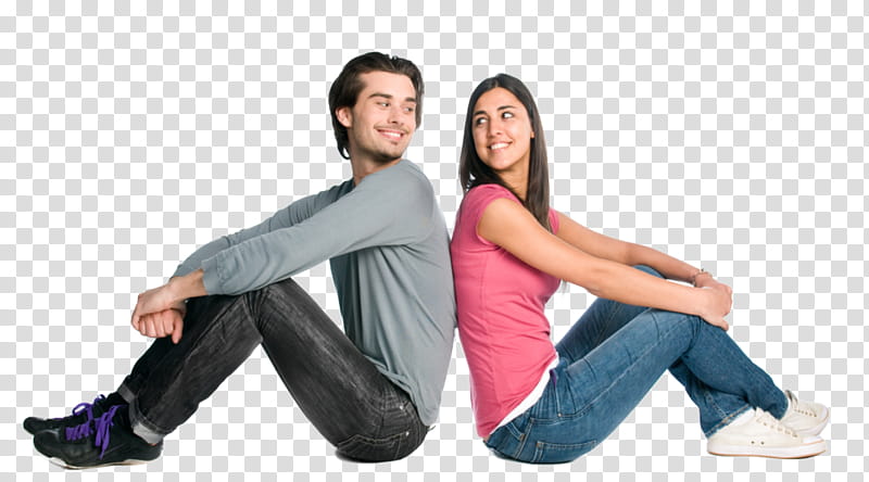 Couple, man and woman sitting backwards transparent background PNG clipart