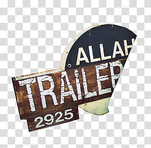 , brown and black Allah Trailer signage transparent background PNG clipart