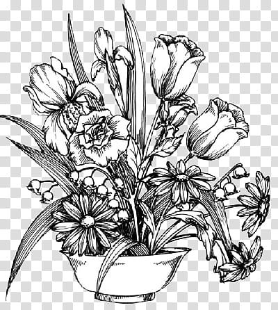 black and gray flower arrangement sketch transparent background PNG clipart