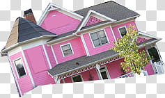 SETS, pink -storey house transparent background PNG clipart