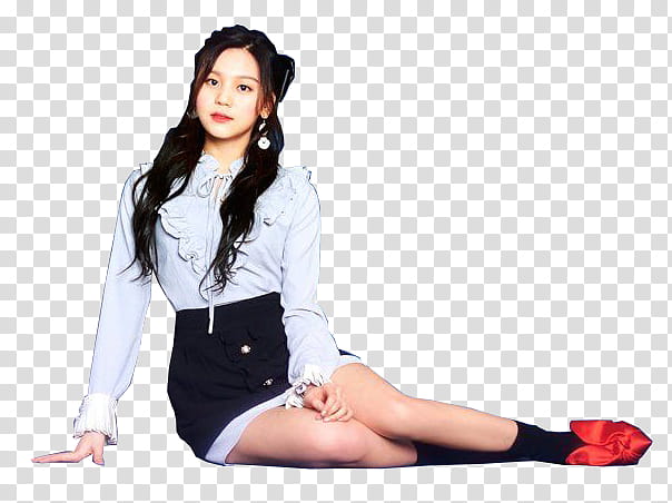 GFriend Time For The Moon Night, sitting woman wearing white and black long-sleeved dress illustration transparent background PNG clipart