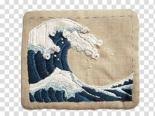 Patches, brown The Great Wave Off Kanagawa patch transparent background PNG clipart