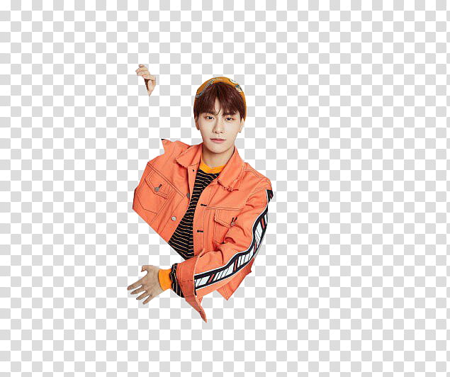 JBJ , man wearing orange jacket transparent background PNG clipart