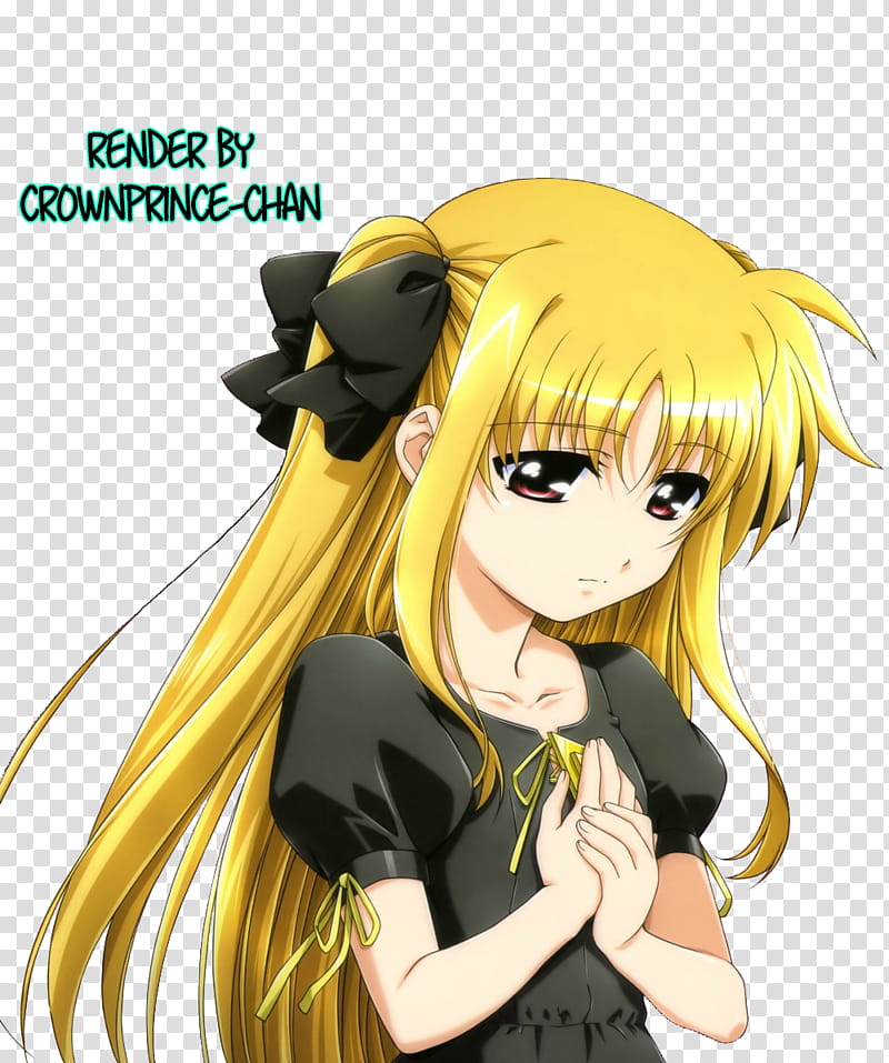 RENDER Fate Mahou Shoujo Lyrical Nanoha, yellow and black dressed woman illustration transparent background PNG clipart