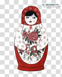 China Doll, woman wearing white and red floral dress illustration transparent background PNG clipart