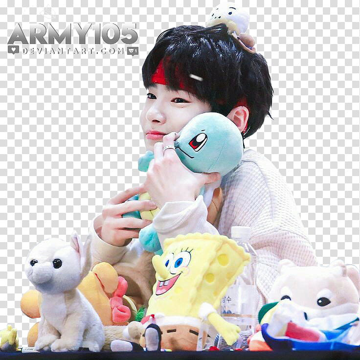 Jeongin stray kids, man holding plush toy transparent background PNG clipart