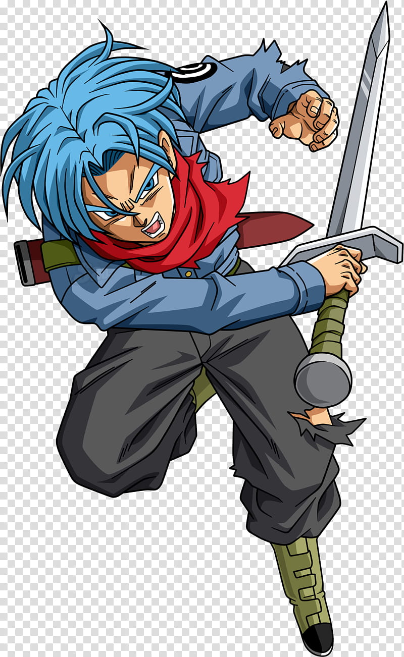 Mirai Trunks DBS, blue-haired male anime character transparent background PNG clipart