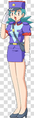 Pokemon, blue-haired policewoman Pokemon character transparent background PNG clipart