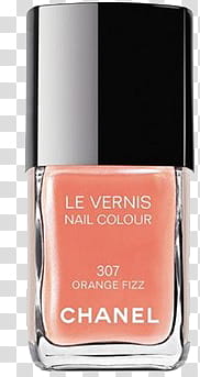 Nail Polish, black and clear glass Le Vernis Nail colour  orange fizz chanel bottle transparent background PNG clipart