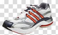 Adidas Shoes, unpaired white and orange running shoe transparent background PNG clipart