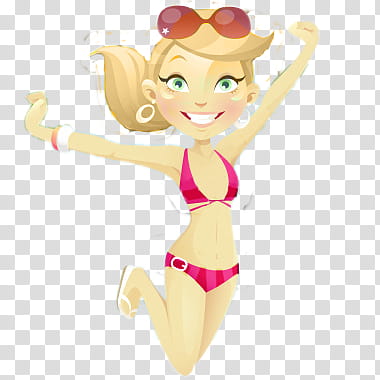 Munequitas personalizadas, woman jumping while wearing pink bikini art transparent background PNG clipart