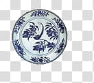 Chinese feeling, round white and blue ceramic decorative plate transparent background PNG clipart