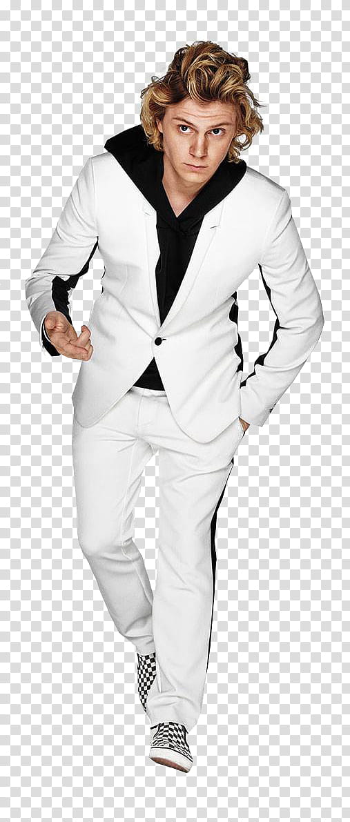Evan Peters, man in white suit jacket transparent background PNG clipart