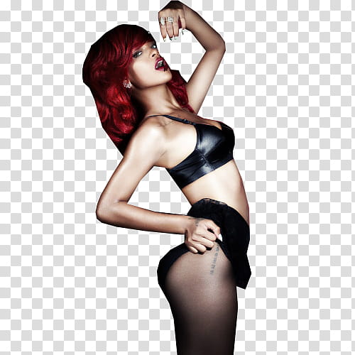  Rihanna, Rihanna Robyn Fenty in black brassiere transparent background PNG clipart