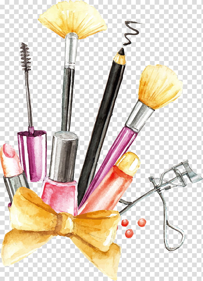 Paint Brush, Makeup Brushes, Cosmetics, Paint Brushes, Eye Shadow, Watercolor Painting, Lipstick, Eyelash transparent background PNG clipart