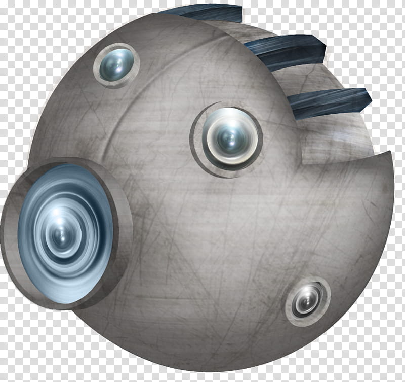 Shadowrun Spyball, round gray and blue metal toy transparent background PNG clipart