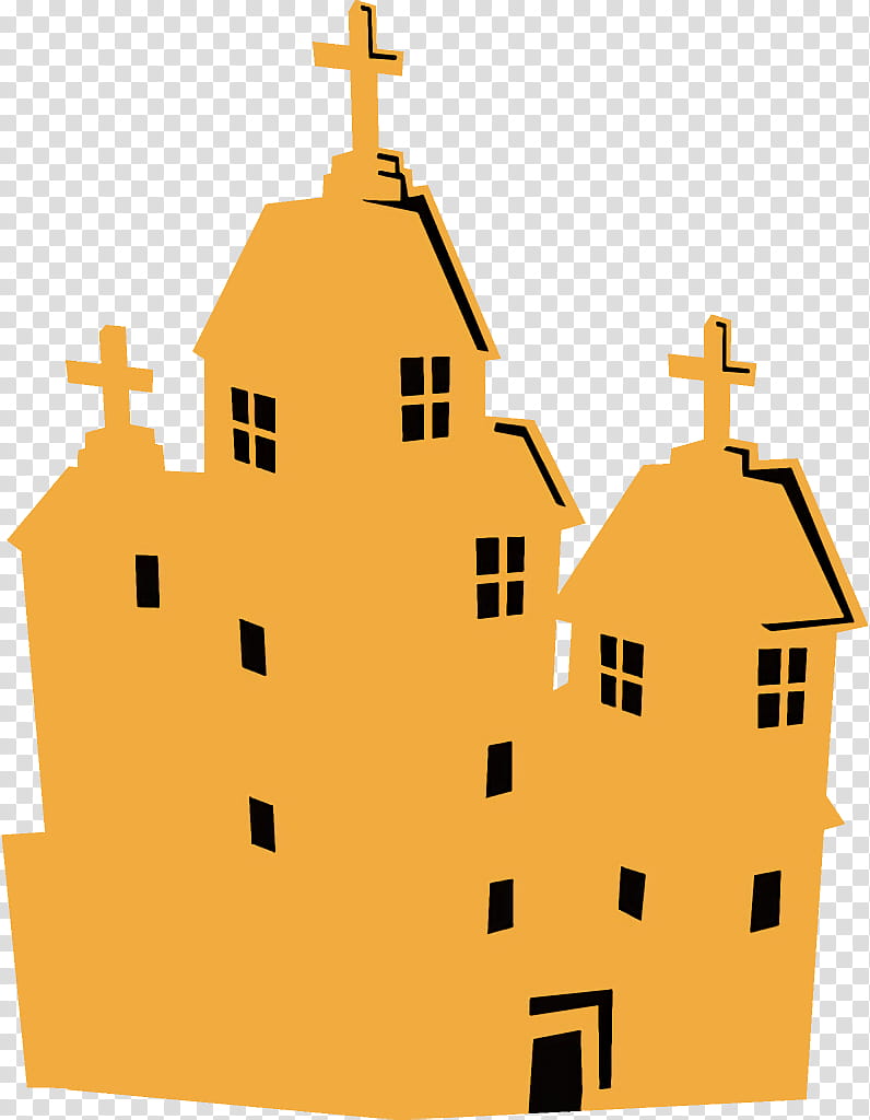 haunted house halloween haunted halloween, Halloween , Yellow, Architecture, Church, Building, Parish, Place Of Worship transparent background PNG clipart