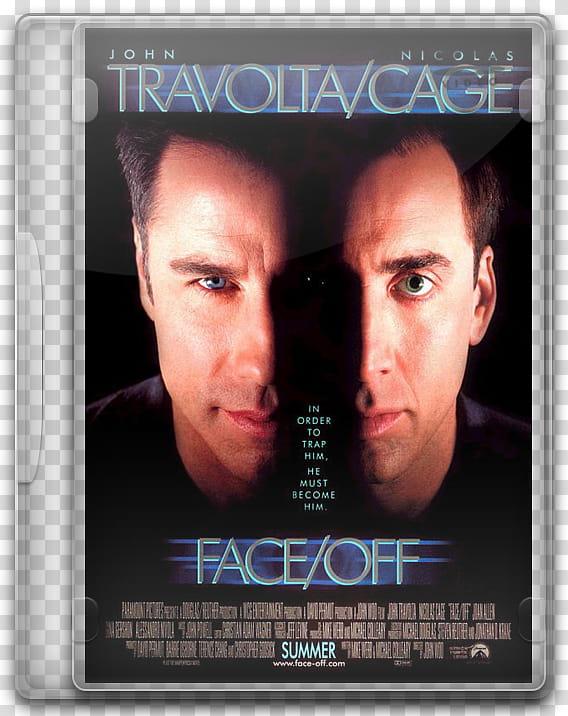 DVD movies icon, face off, John Travolta/ Nicolas Cage Face/Off DVD case transparent background PNG clipart