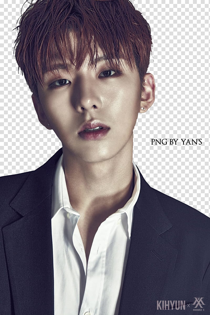 Monsta X Kihyun, man wearing black blazer transparent background PNG clipart