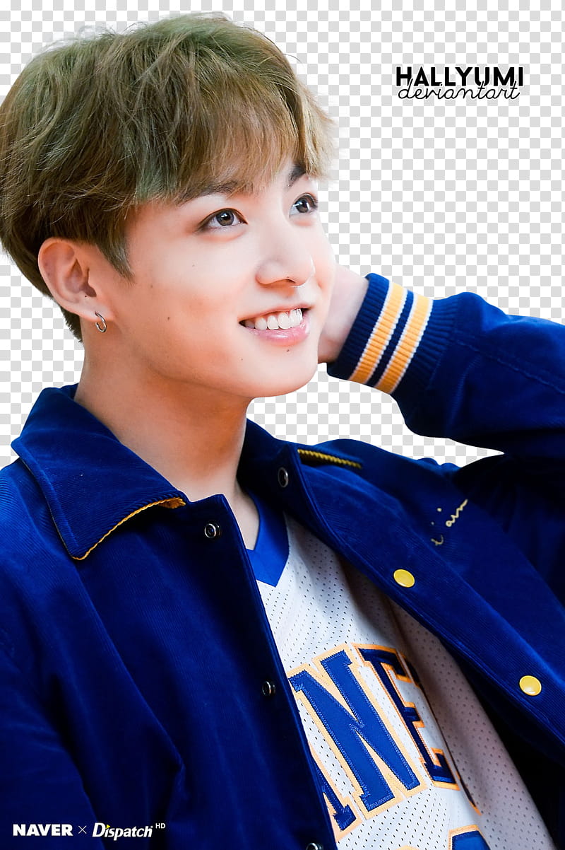 JungKook, women's blue and white striped shirt transparent background PNG clipart