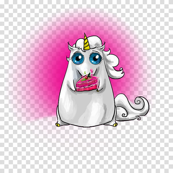 Fat Unicorn with Cake, unicorn holding cake illustration transparent background PNG clipart