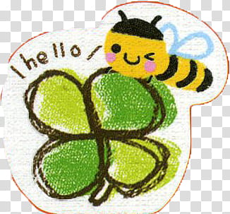 Lindos PEDIDO, green flower and bee illustration transparent background PNG clipart