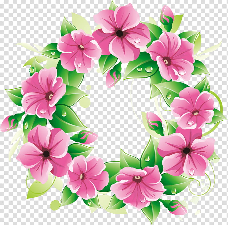 flower circle frame floral circle frame, Pink, Petal, Plant, Impatiens, Morning Glory, Petunia, Blossom transparent background PNG clipart