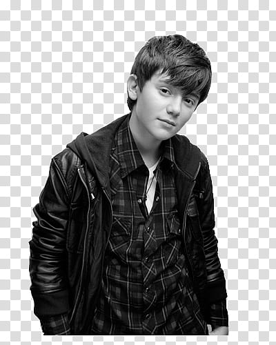 Greyson Chance, boy in black leather jacket transparent background PNG clipart